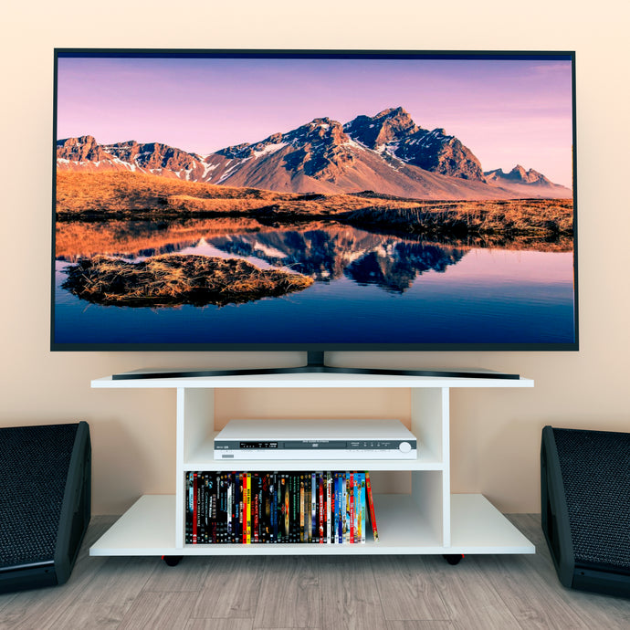 Soporte elevador de monitor o TV con estante intermedio 42-82 x 26.5 x 16  cm Blanco/Grafito.