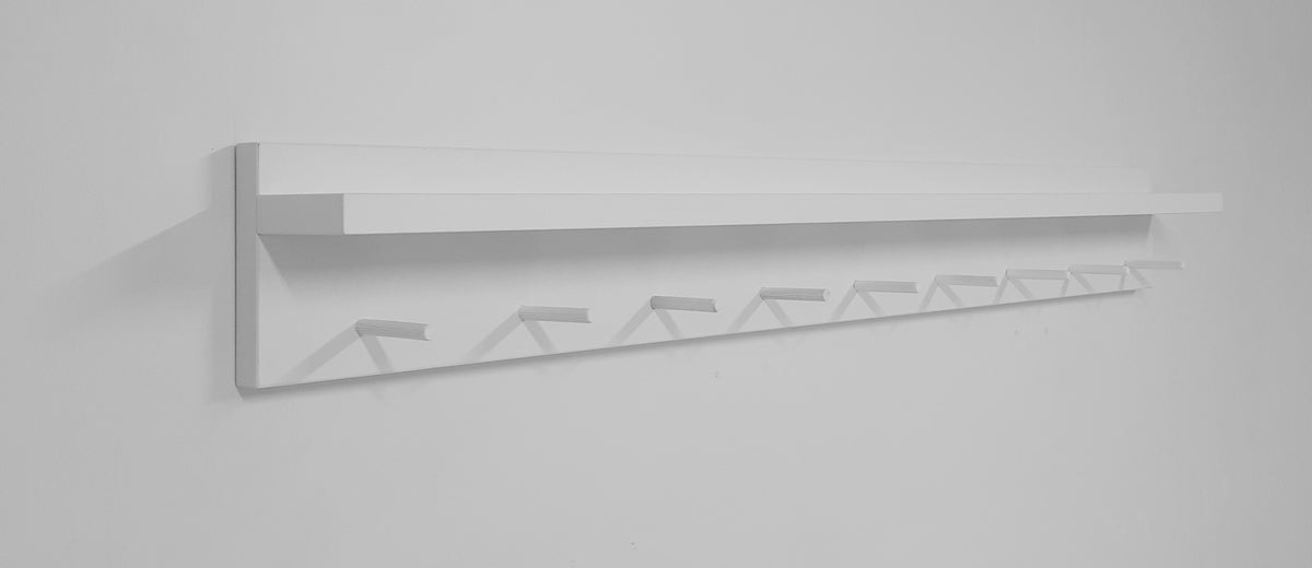 Perchero pared con estante Blanco 40/100 x 11.5 x 9 cm de 4 a 9 colgadores. - Henor  Mobiliario