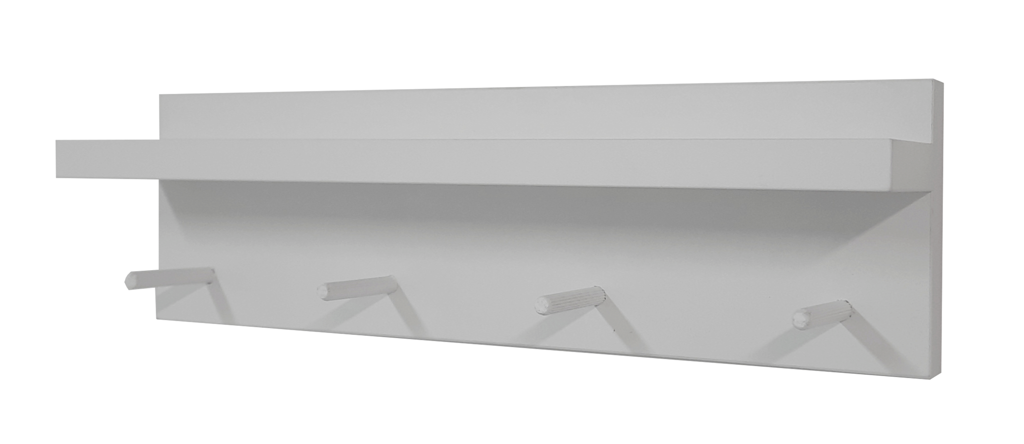Perchero pared Con Estante en Madera Blanco. Varias medidas con 4 a 9 colgadores Henor
