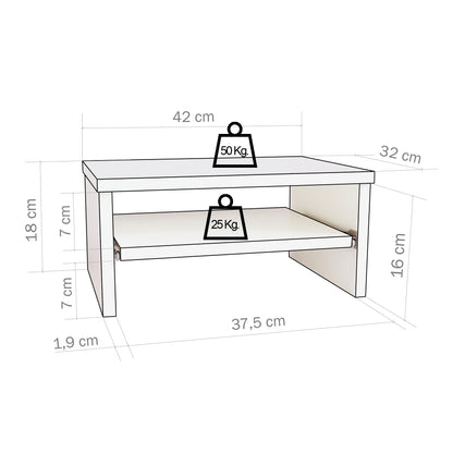 Soporte elevador de monitor o TV con bandeja extraÍble 42-82 x 32 x 18 cm Blanco/Grafito. - Henor  Mobiliario