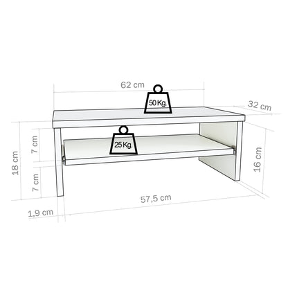 Soporte elevador de monitor o TV con bandeja extraÍble 42-82 x 32 x 18 cm Blanco/Grafito. - Henor  Mobiliario