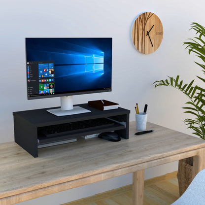 Soporte elevador de monitor o TV con bandeja extraÍble 42-82 x 32 x 18 cm Blanco/Grafito. - Henor  Mobiliario