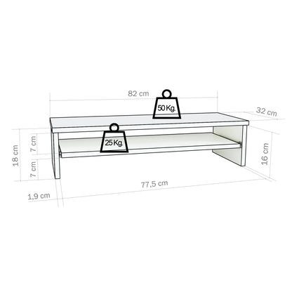 Soporte elevador de monitor o TV con bandeja extraÍble 42-82 x 32 x 18 cm Blanco/Grafito. - Henor  Mobiliario