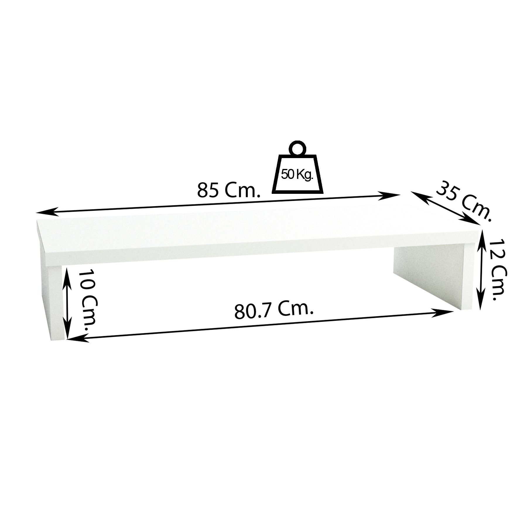Soporte elevador TV 85/115 x 35 x 12 cm Blanco/Grafito. - Henor  Mobiliario