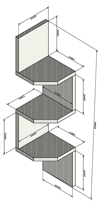 Estantería de Rincón Zig Zag Mod. 20/26 Blanco. - Henor  Mobiliario