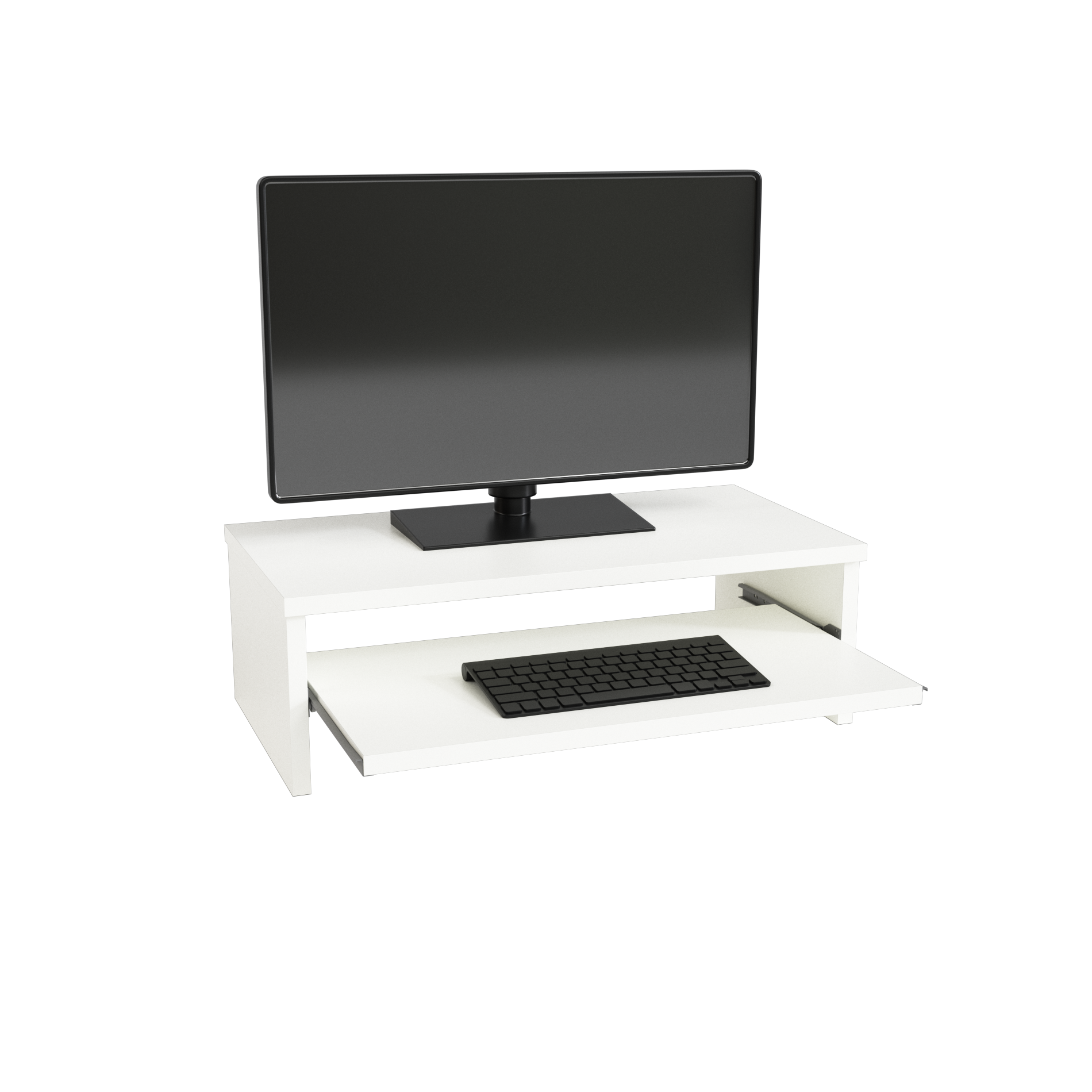 Soporte Madera Tv, Monitor, Impresora, Elevador de Pantalla con Bandeja Extraíble 42-62-82x32x18 Cm. Soporta 50 Kg. - Henor  Mobiliario